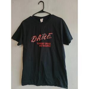 Men's women's medium unisex black tee t-shirt DARE logo D.A.R.E.